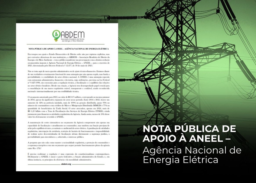 Nota pública da ABDEM em apoio à ANEEL